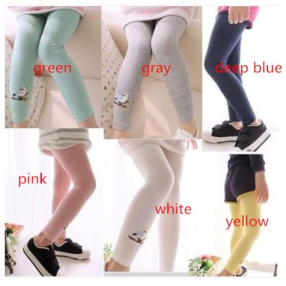 Quần legging dáng ôm co giãn tốt họa tiết hình chú chim cho bé gái