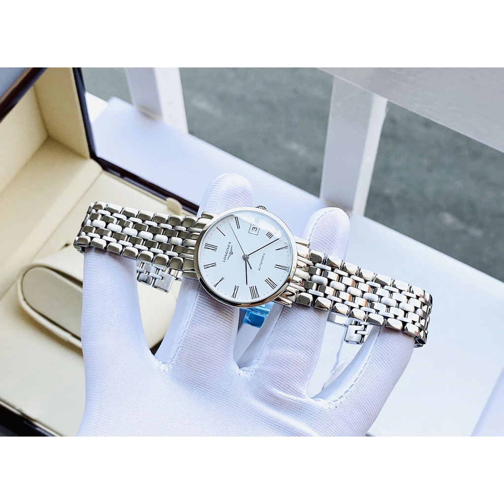 Đồng hồ nam chính hãng Longines Elegant Automatic White Dial Watch L48094116 - Máy cơ tự động - Kính Sapphire