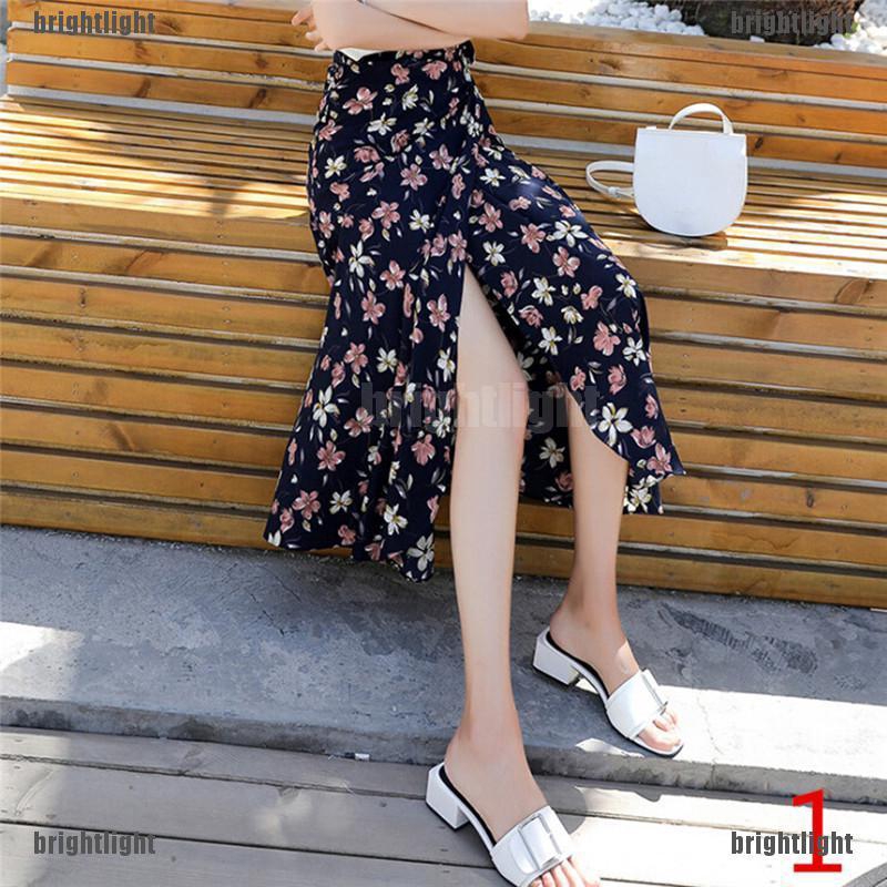 Chân Váy Lưng Cao Hoạ Tiết Hoa Phong Cách Bohomian