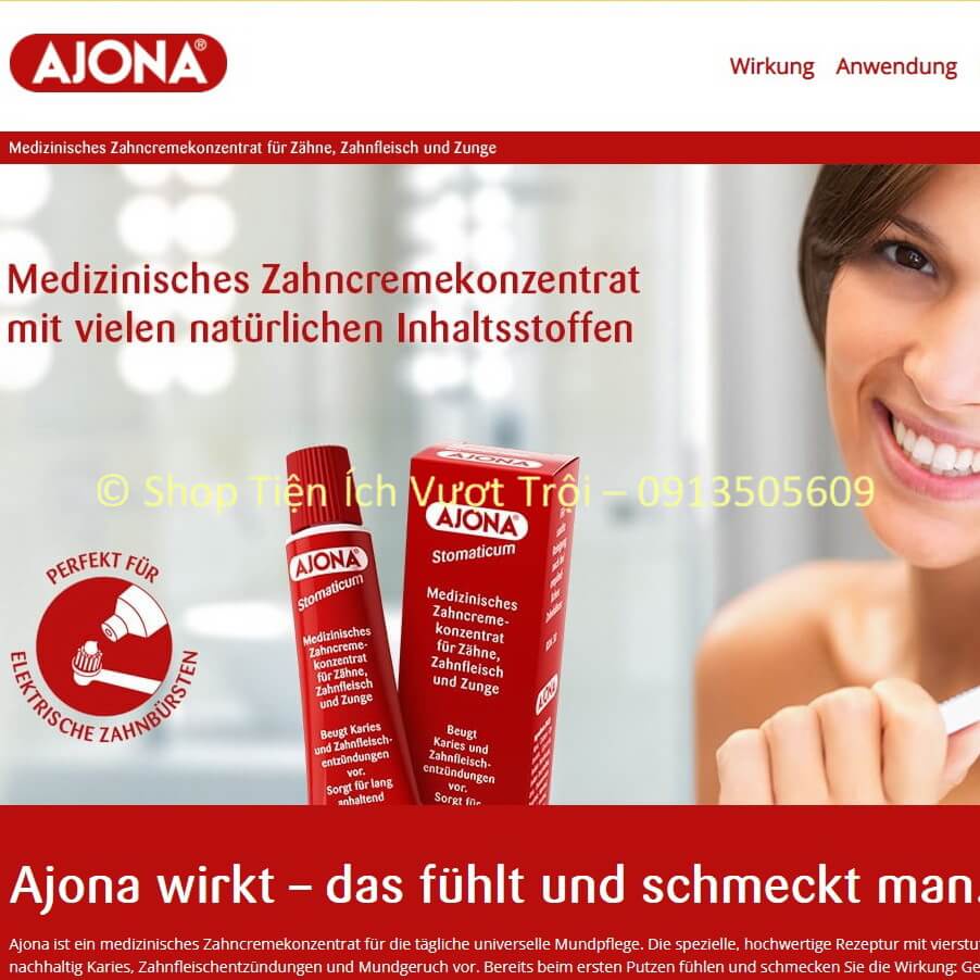 Kem đánh răng Ajona xuất xứ Đức, chất lượng, bảo vệ răng miệng hiệu quả, trắng răng thơm mát tự nhiên-Tiện Ích Vượt Trội