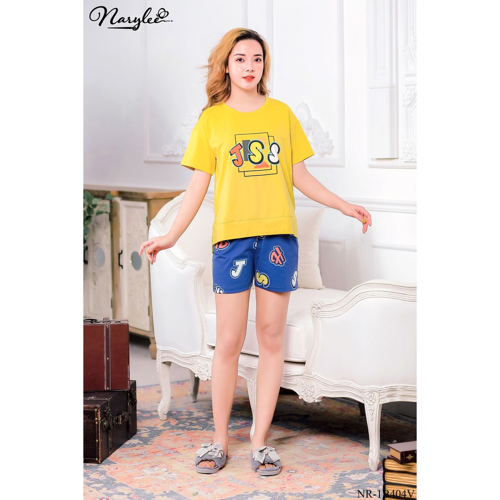 Bộ đồ mặc nhà cao cấp áo cộc quần lửng 100% cotton cao cấp Narylee NR-1B404