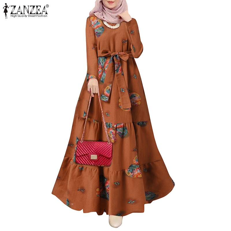 Đầm maxi ZANZEA dài nhiều lớp in họa tiết dành cho nữ