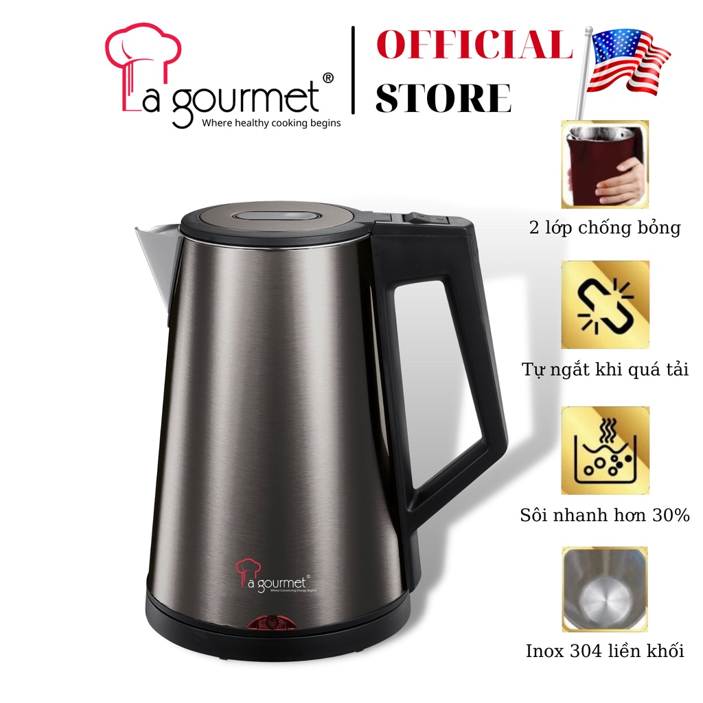 Ấm siêu tốc chống bỏng La gourmet D2017 1800W 1.7L (bảo hành 1 năm) - 359636