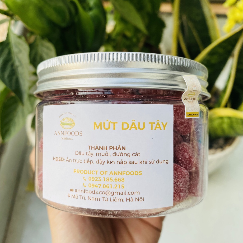 Mứt Dâu Tây Đà Lạt Mứt Dâu Tây Nguyên Quả Sấy Dẻo Nhà Làm Vừa Đường Ăn Không Sợ Béo  - Annfoods