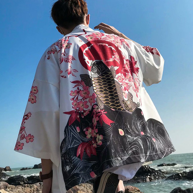 SALE Áo khoác lửng kiểu áo kimono dành cho nam .