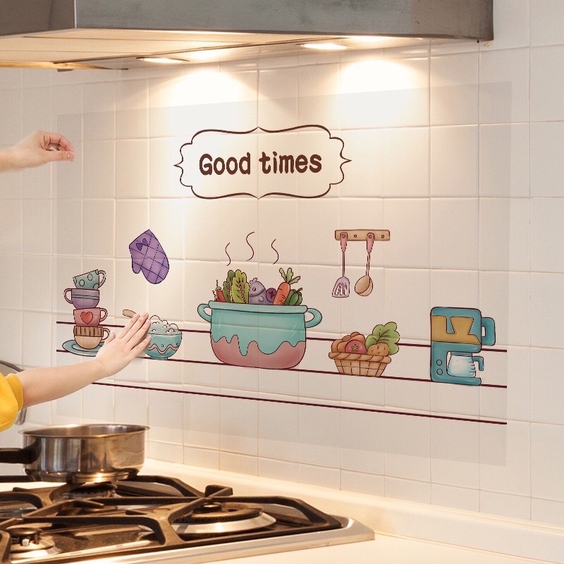 Giấy dán bếp trong suốt trống dầu mỡ trong suốt đề can dán tường chịu nhiệt độ cao 60X90cm