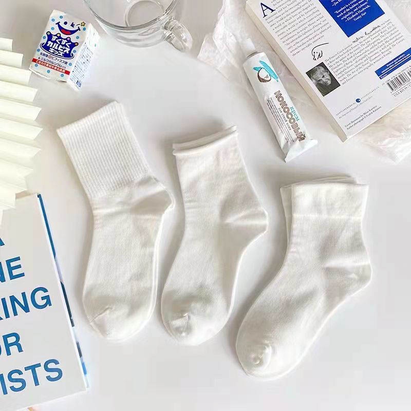 Tất trắng cao cổ nữ Lolita - vớ Vingtage dớ thời trang unisex hàn quốc chất liệu cotton co giãn 4 chiều