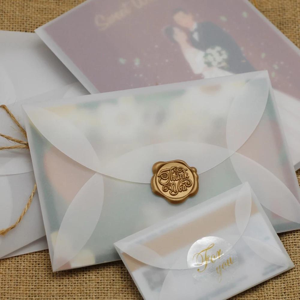 PEWANY Phong Bì Giấy Bán Trong Suốt In Chữ Màu Trắng Phong Cách Vintage