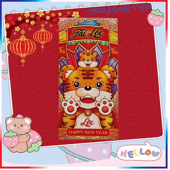 Bao Lì Xì Tết 2022 Giá Sỉ Rẻ Đẹp Hình Con Cọp, Họa Tiết Xịn Sò, Hoạt Hình Dễ Thương Cute Độc Lạ Màu Đỏ
