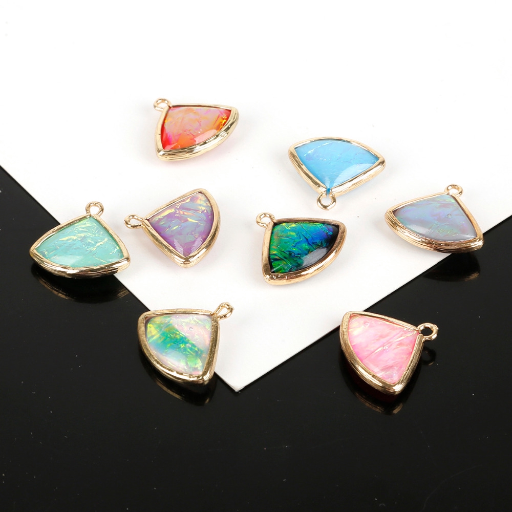 Mặt dây chuyền hình quạt bằng nhựa móc màu vàng thời trang làm trang sức thủ công DIY