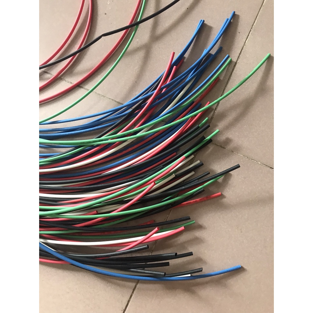 Ống co nhiệt cách điện màu xanh-đỏ-vàng-đen-trắng dài 1 mét | Đường kính ống 1mm - 12mm | Gen co nhiệt
