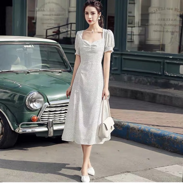 Đầm BI NHÍ trắng dài xẻ tà tay phồng tôn dáng(Có Ảnh Thật) | BigBuy360 - bigbuy360.vn