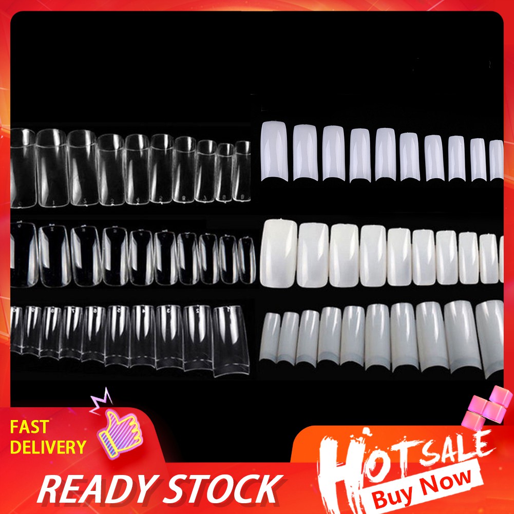 [Hàng mới về] Set 500 móng giả acrylic màu trắng/trong suốt
