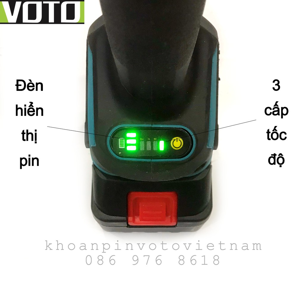 Máy mài cắt pin Voto không chổi than trục 10mm 12.5mm công tắc trượt sạc đế có pin dự phòng (màu xanh)