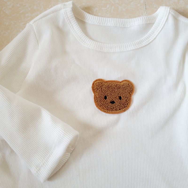 Áo dài tay thêu gấu chất cotton mềm giãn cho bé trai.bé gái. Chíp Chíp Shop