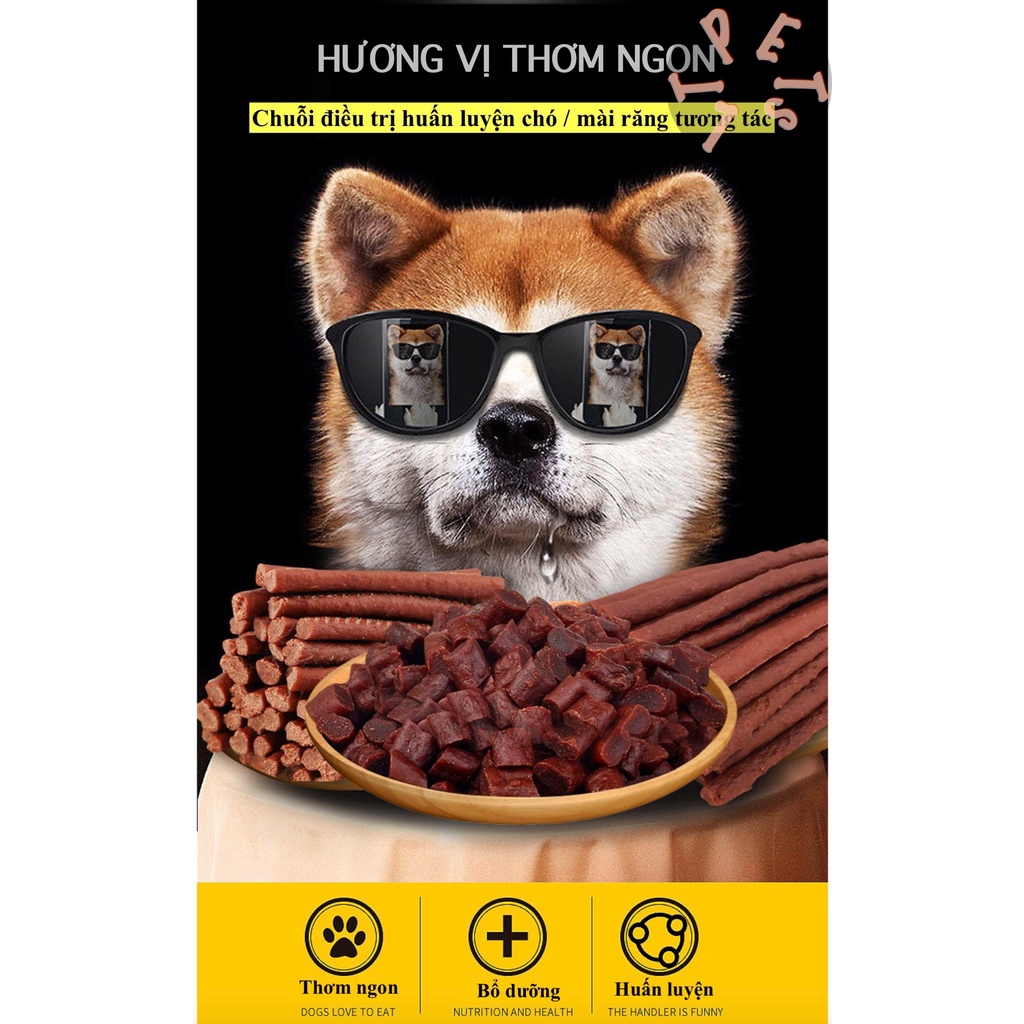 Thịt bò,gà,vịt tươi sấy khô Dog snacks- bánh thưởng cho cún cưng gói 400g