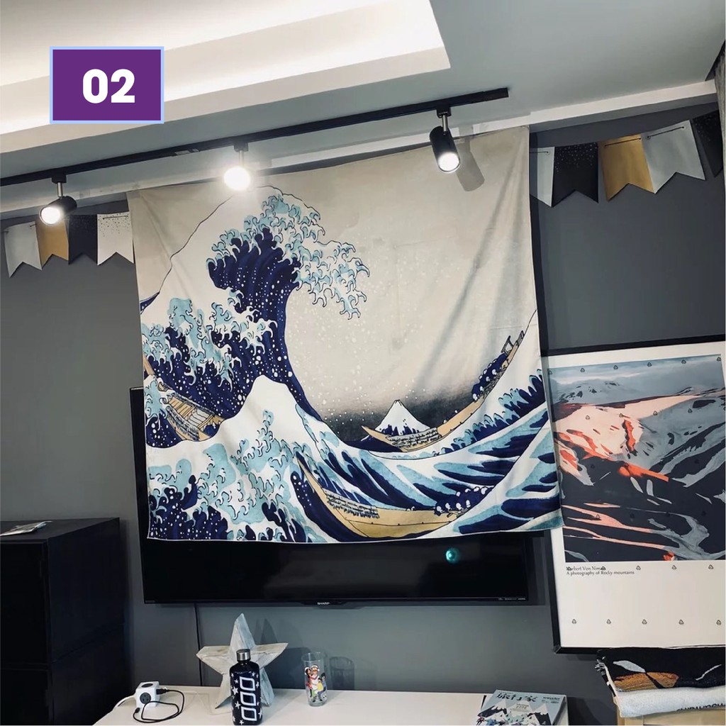 [RẺ - SẴN] Tặng kèm móc treo -  Thảm tranh treo tường trang trí Nhật Bản - Wall Tapestry 1m3x1m5