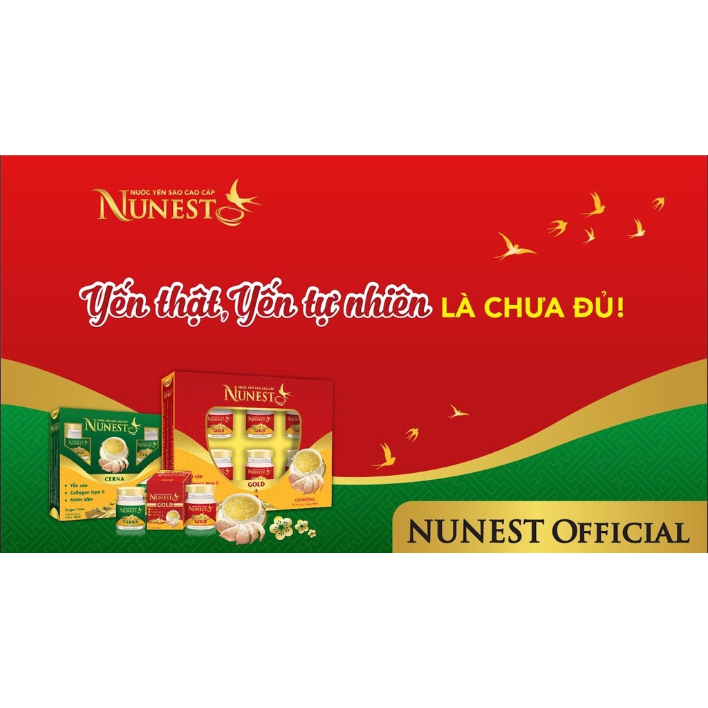 Hộp 6 lọ nước yến Nunest KHÔNG ĐƯỜNG giúp ổn định đường huyết (70ml)