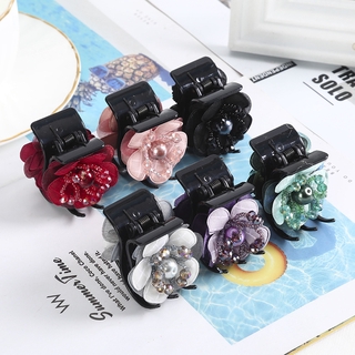 Kẹp tóc hình bông hoa đính đá và ngọc trai thời trang xinh xắn cho nữ