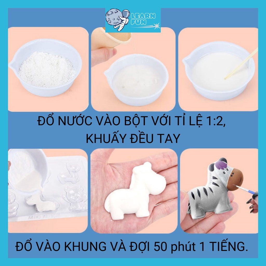 Bộ Đồ Chơi Giáo Dục Bé Tô Tượng Tự Làm Thạch Cao Phát triển tư duy sáng tạo cho bé Kèm Sẵn Màu Nước Cọ Vẽ