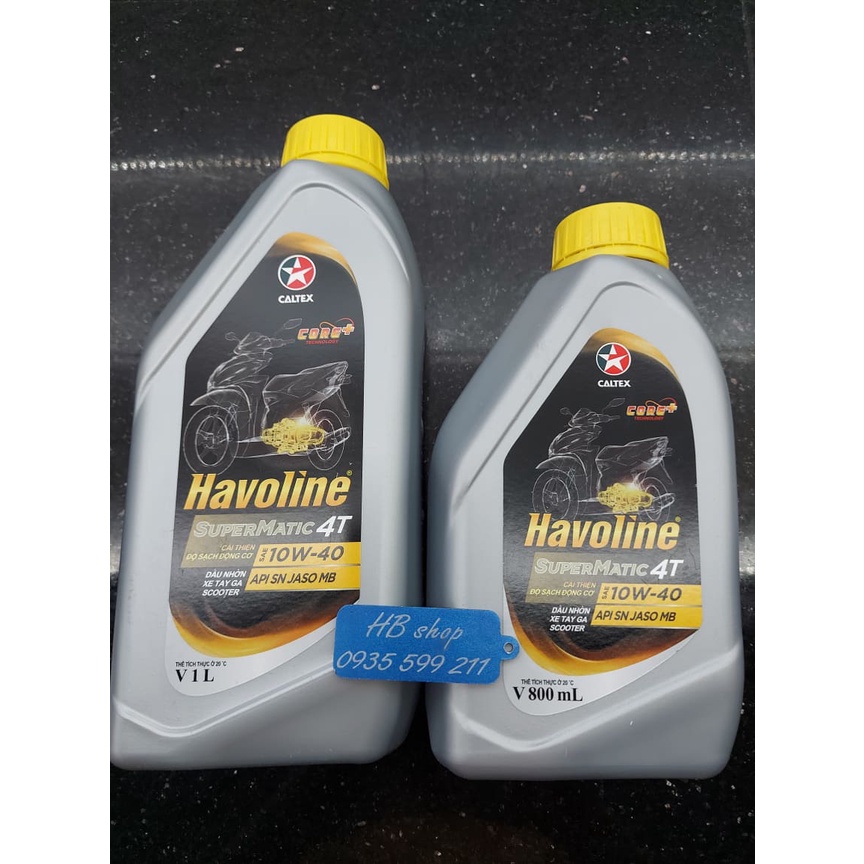 NHỚT HAVOLINE SUPER MATIC 10W40 XE GA 1L VÀ 800ML API/SN/JASO/MB