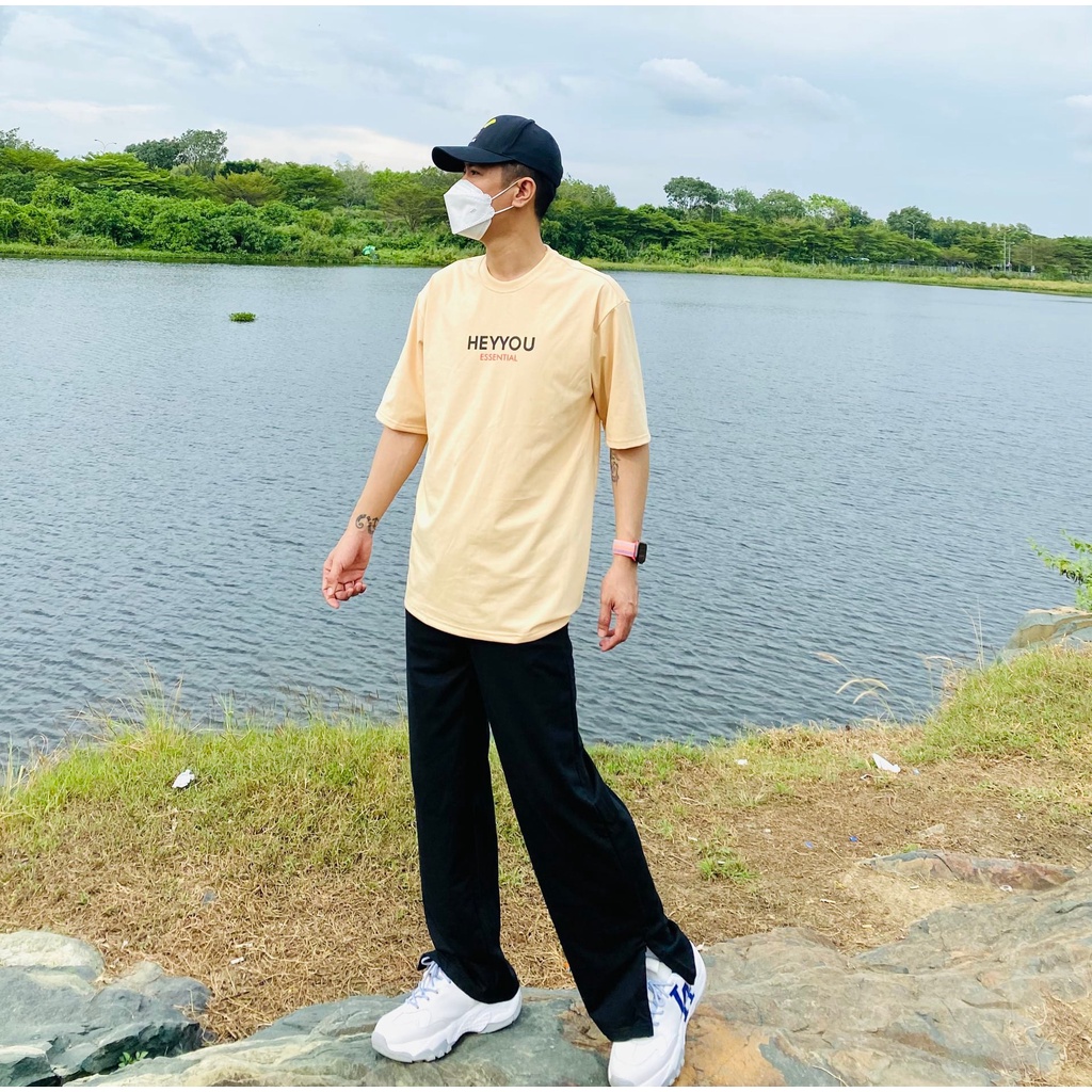 Áo thun Unisex Hey you essential Basic Tee phông trơn nam nữ tay lỡ oversize form rộng đủ màu - Gin Store