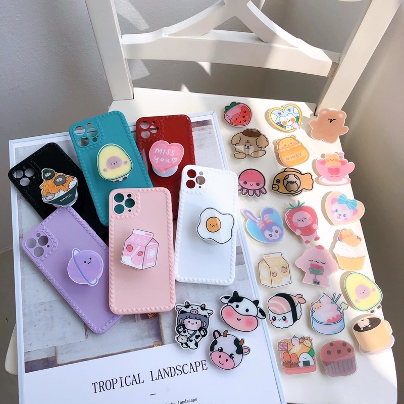 Giá đỡ điện thoại popsocket in bóng hoạ tiết cute xinh xẻo
