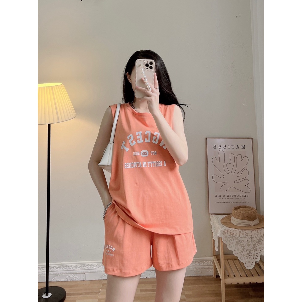 Bộ thể thao nữ sát nách chất vải cotton cao cấp không nhàu, năng động đủ màu đủ size Choose Us 002