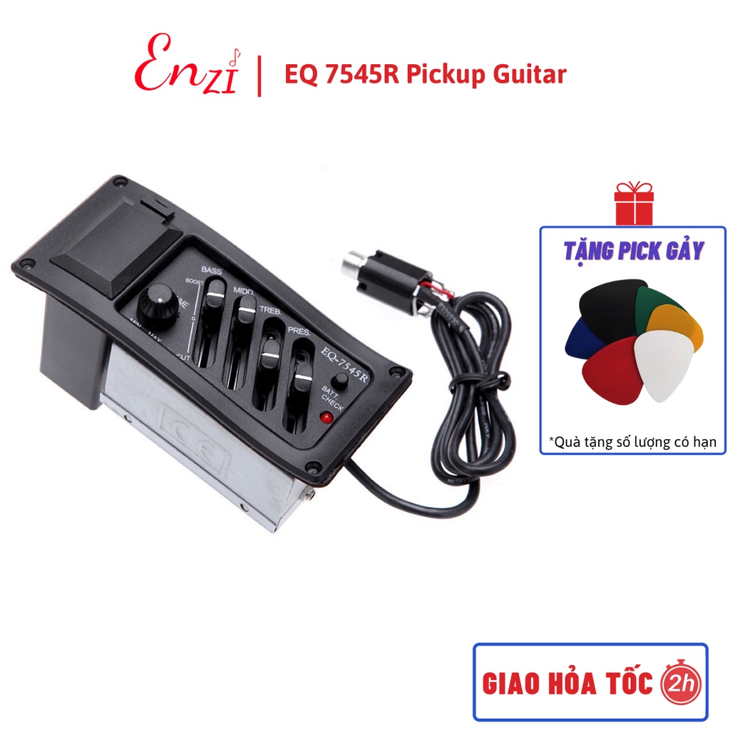EQ đàn Guitar 7545R pickup kích âm thanh ra loa chơi guitar biểu diễn TẶNG PIN 9V Enzi