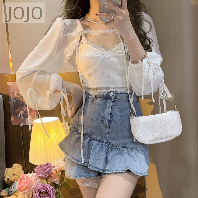 Áo Hai Dây Phối Ren Màu Trắng Thuần Khiết Phong Cách Mới Ngọt Ngào Mùa Xuân Hè