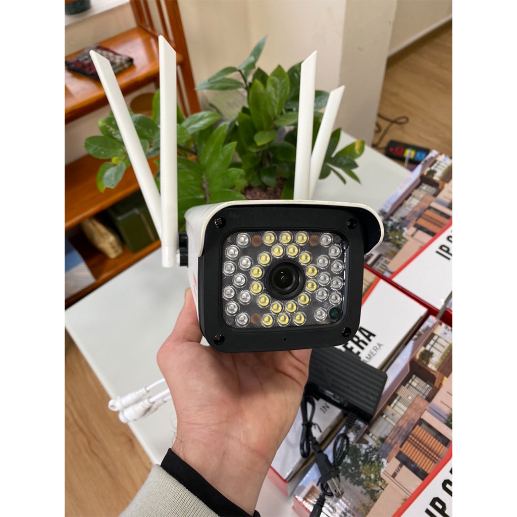 Camera yoosee ⚠️ FREESHIP ⚠️ ngoài trời 4 râu,36 đèn,xoay 360°,đàm thoại 2 chiều - Camera yoosee.ban đêm có mầu BH 1đổi1