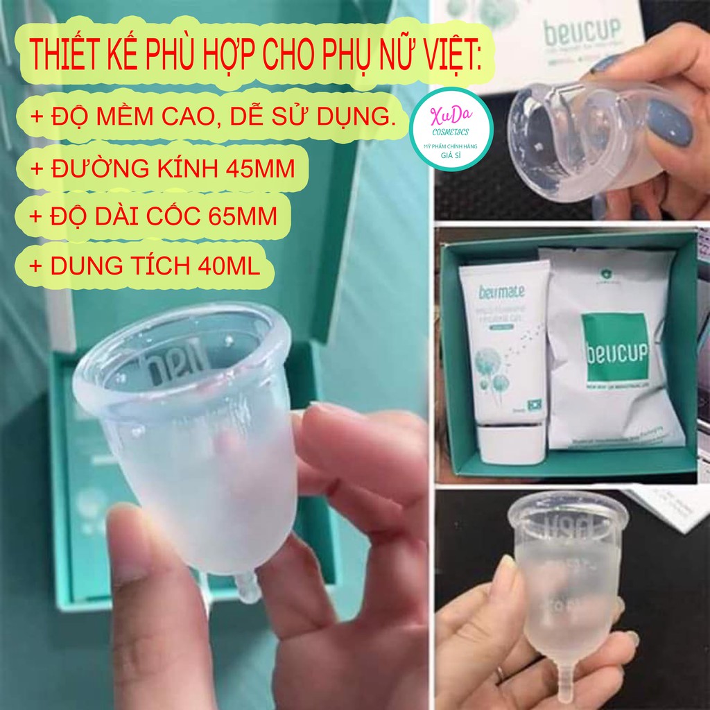 Cốc nguyệt san beucup silicol y tế chính hãng siêu mềm đạt chuẩn fda Hoa Kỳ