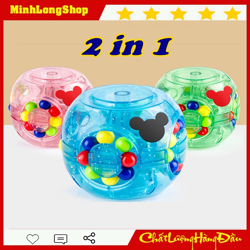 Rubik con quay, Rubik biến thể 2 trong 1, Đồ chơi trẻ em phát triển và rèn luyện trí não cho bé MinhLongshop