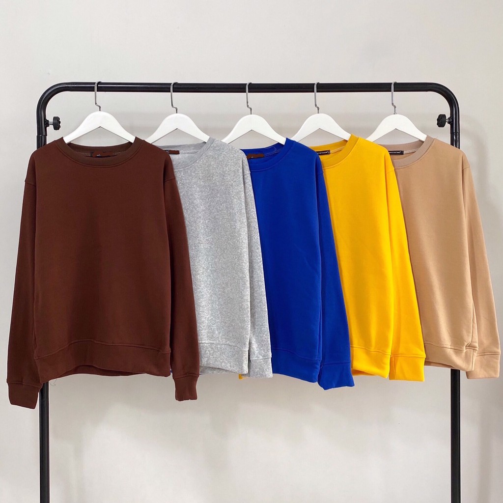 ÁO SWEATER TRƠN CHẤT NỈ LÓT BÔNG MÀU NÂU - SWEATER UNISEX - MM | BigBuy360 - bigbuy360.vn