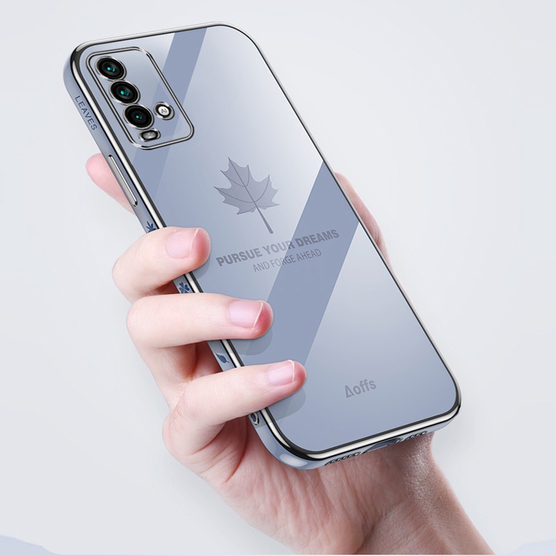 Ốp Điện Thoại Viền Vuông Mềm Họa Tiết Lá Phong Hoạt Hình 6D Cho Xiaomi Redmi 10 10C 10A 9 9T 9A 9C