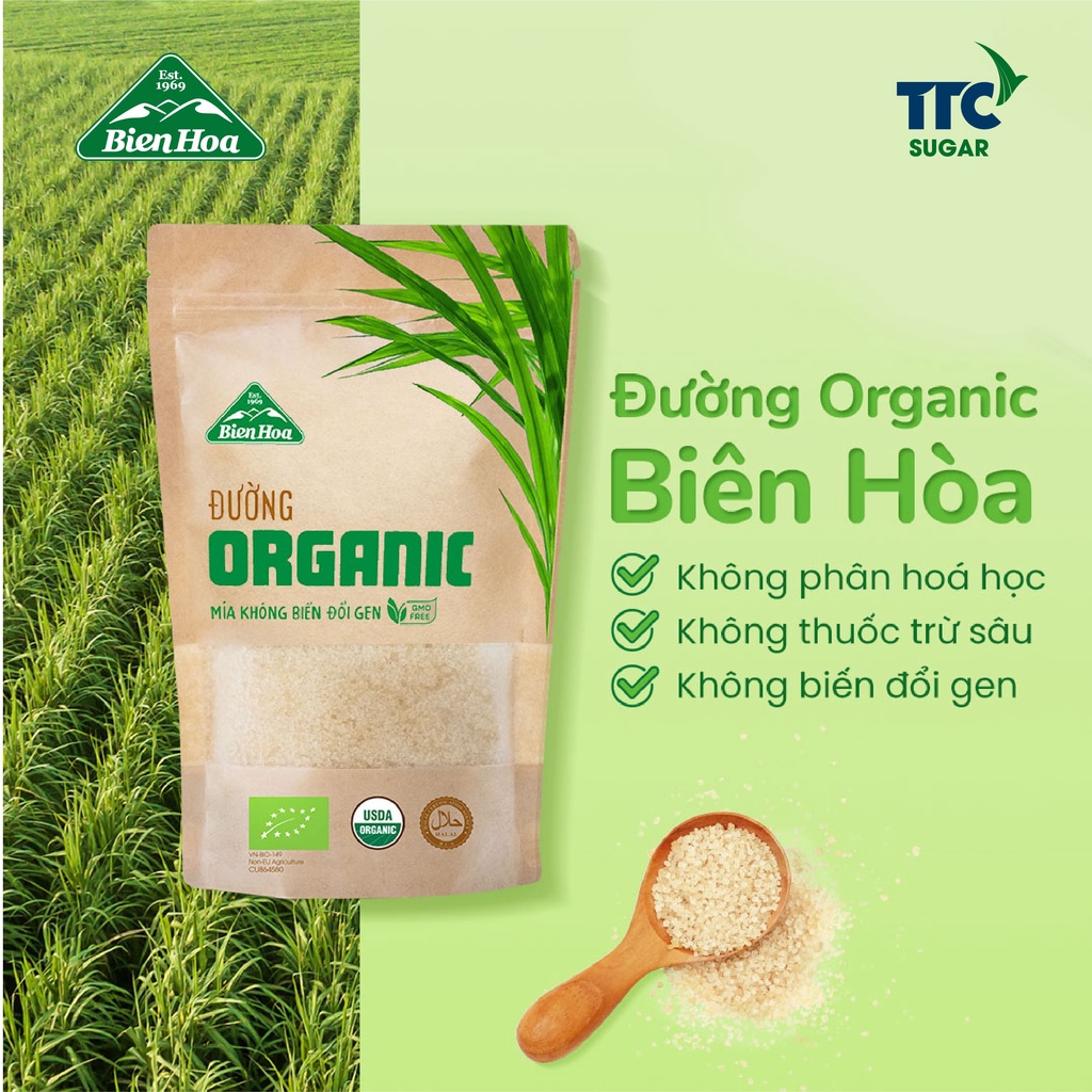 Combo 3 túi Đường Biên Hòa Organic 400gr/túi