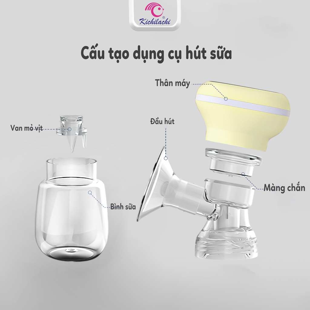 Máy hút sữa điện đơn Kichilachi bình hút sữa êm, máy vắt sữa không đau, ít tiếng ồn