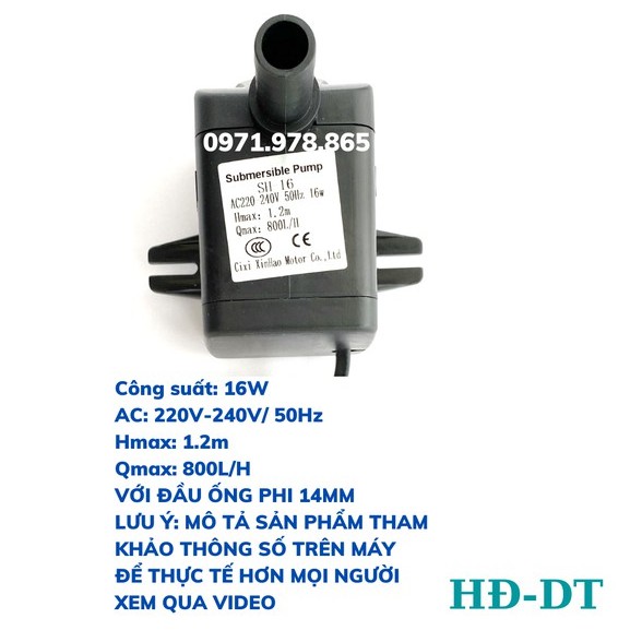 Bơm chìm mini, 4W 8W 13W 16W 18W 25W điện 220V, Bơm quạt hơi nước, Bể cá thủy sinh, Hòn non bộ, Thác nước