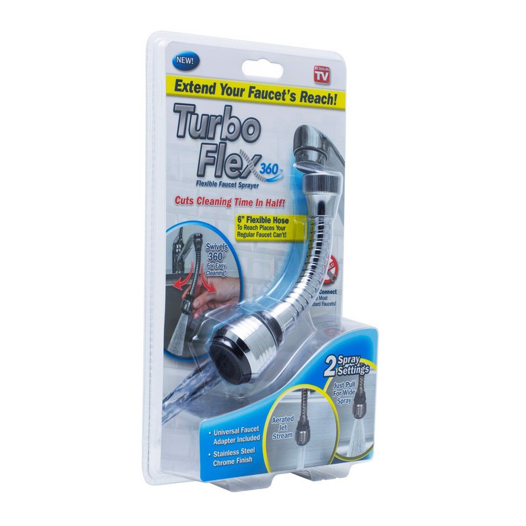 Đầu vòi xịt nước tăng áp Turbo Flex 360 cho bồn rửa - Flexible Faucet Sprayer HL69