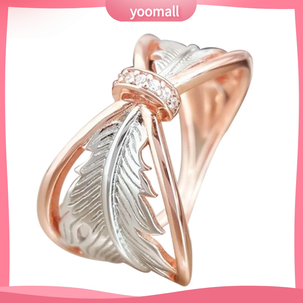 Yomall♡ Nhẫn HợP Kim ĐíNh Đá HìNh Lông Vũ NhiềU MàU ThờI Trang