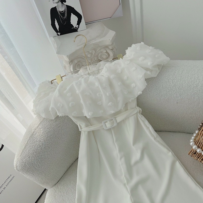 BỘ JUMP TRẮNG TRỄ VAI BÈO HOA NỔI SIÊU XINHH