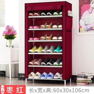 Tủ giày 7 tầng 6 ngăn trơn khung inox cao cấp