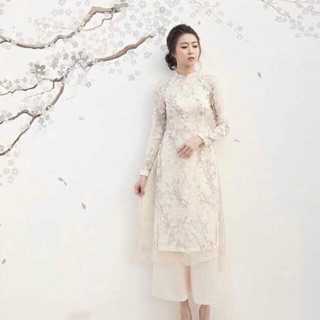 Bộ áo dài cách tân hoa kết 4 tà ( kèm quần)