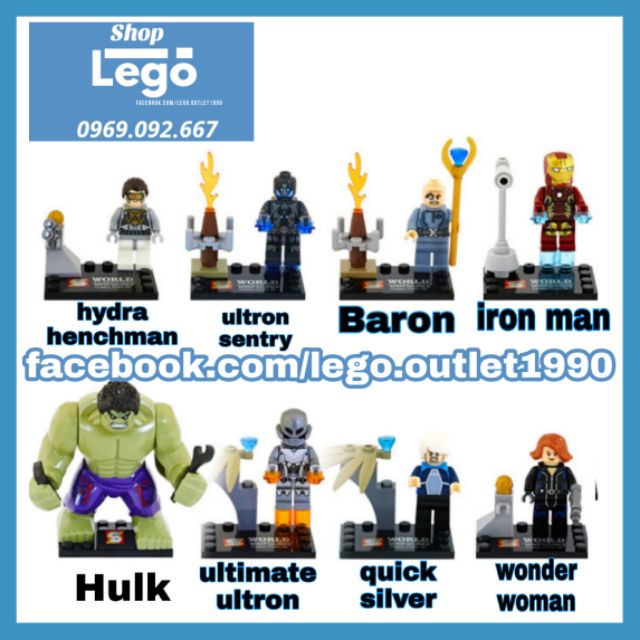 Xếp hình Avengers: Age of Ultron Henchman Ultron Sentry Baron Struker Quick Silver Black Widow Lego Minifigures SY276