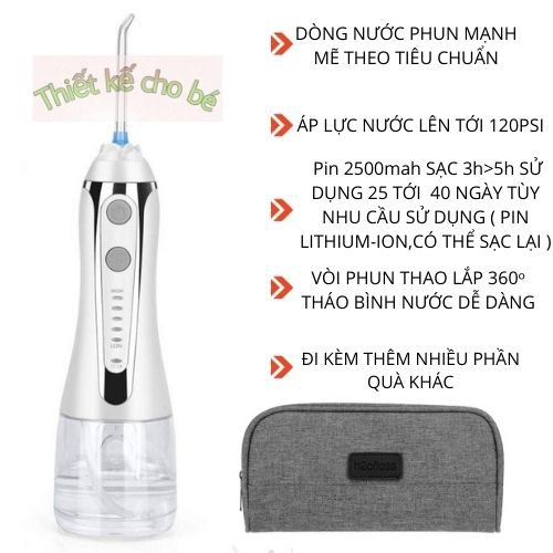 Máy tăm nước cầm tay H2ofloss HF6/HF6P/HF9P Phiên bản cao cấp 5 tốc độ dung tích 300ml bảo hành 6 tháng