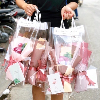 Túi xách đựng bó hoa, quà trong suốt Hàng loại 1 túi dày