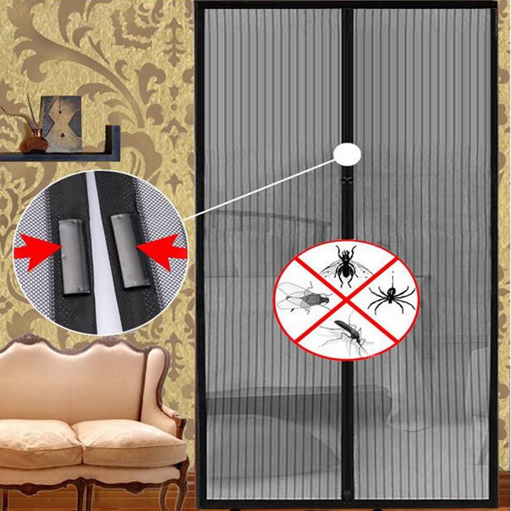 ▫►♚Rèm lưới chống muỗi có nam châm dán tự động màu đen
