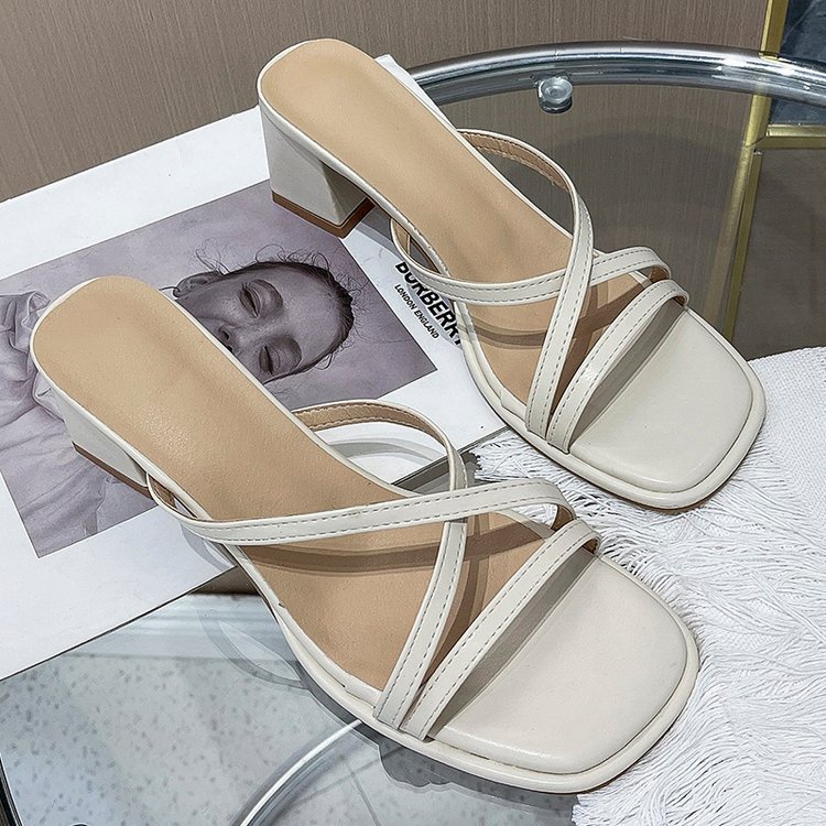Dép Sandal Kẹp Ngón Mũi Vuông Đế Dày Thời Trang Pháp Mùa Hè 2022 Dành Cho Nữ