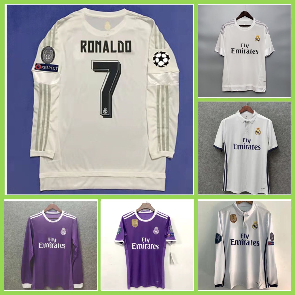 Áo Thun Tay Dài Phong Cách Retro Real Madrid 15/16 & 16/17