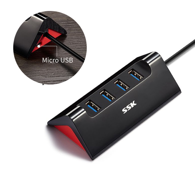 Hub chia 4 cổng USB 3.0 SSK SHU-835 . Chính Hãng 100% - Hỗ Trợ Chức Năng Như Hub Sạc (Đen)
